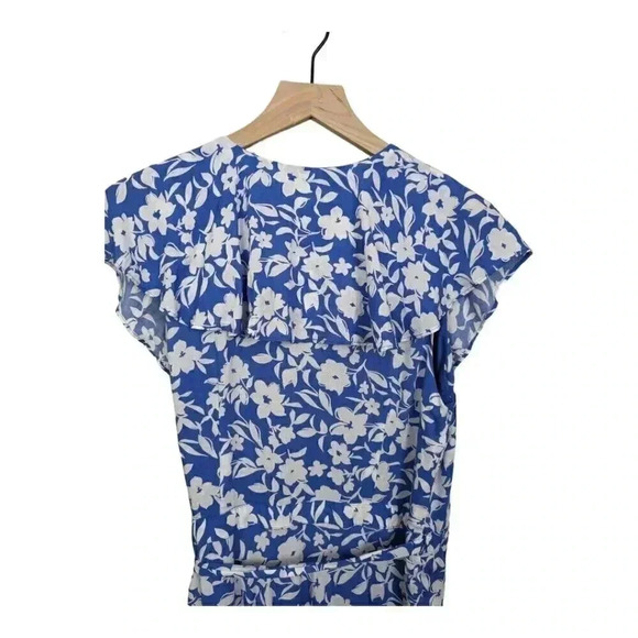 Draper James RSVP Blue Floral Flutter Sleeve Wrap Dress, Size L - Picture 6 of 12